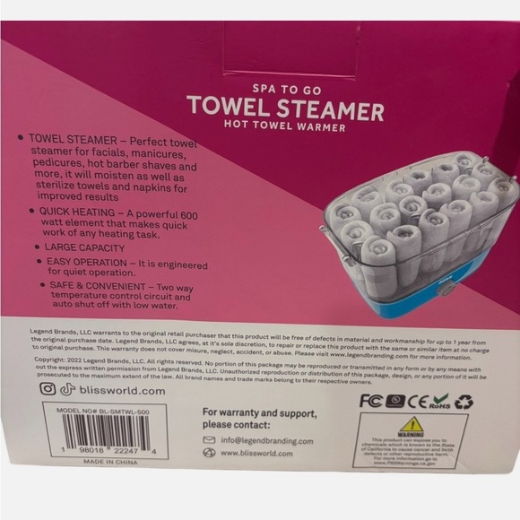 Towel Steamer-Hot Warmer 600W Tabletop Moist Heater 18Towels 30Min Auto Shut Off - Picture 2 of 4